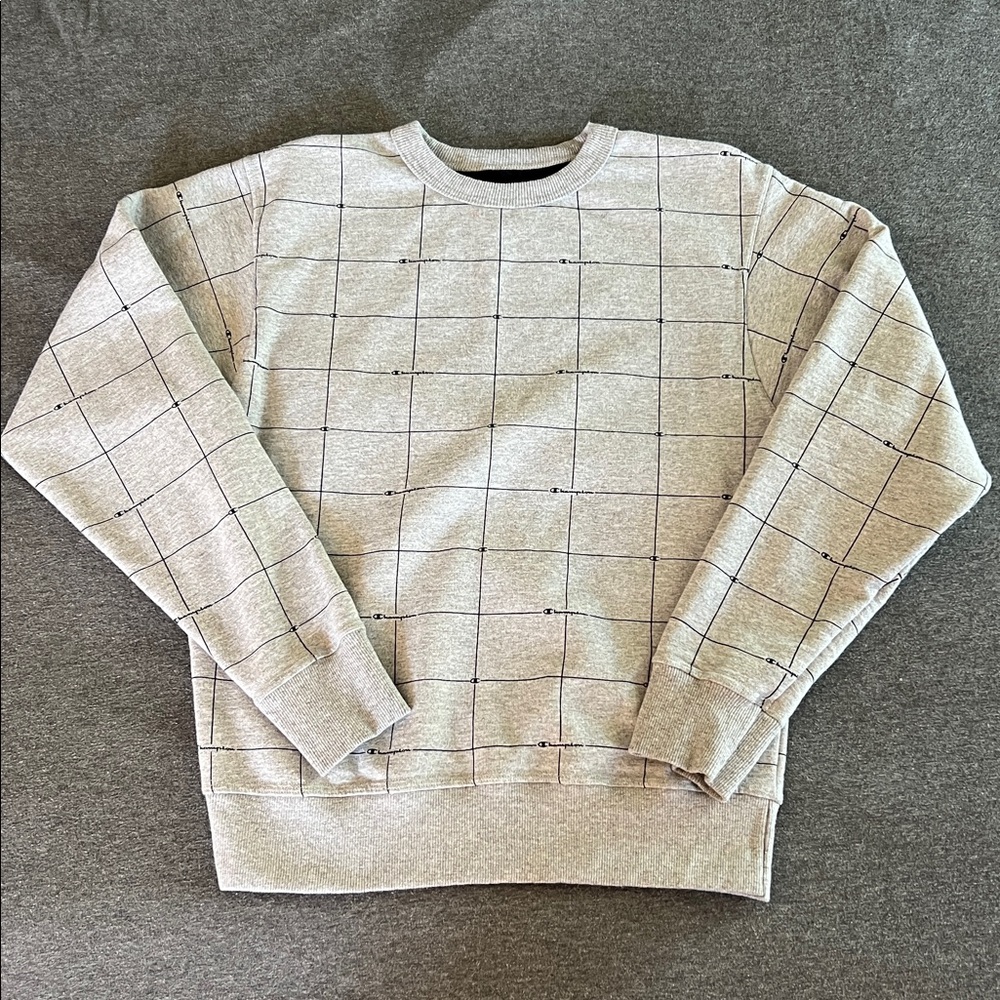 Champion Gray Grid Crewneck Sweatshirt